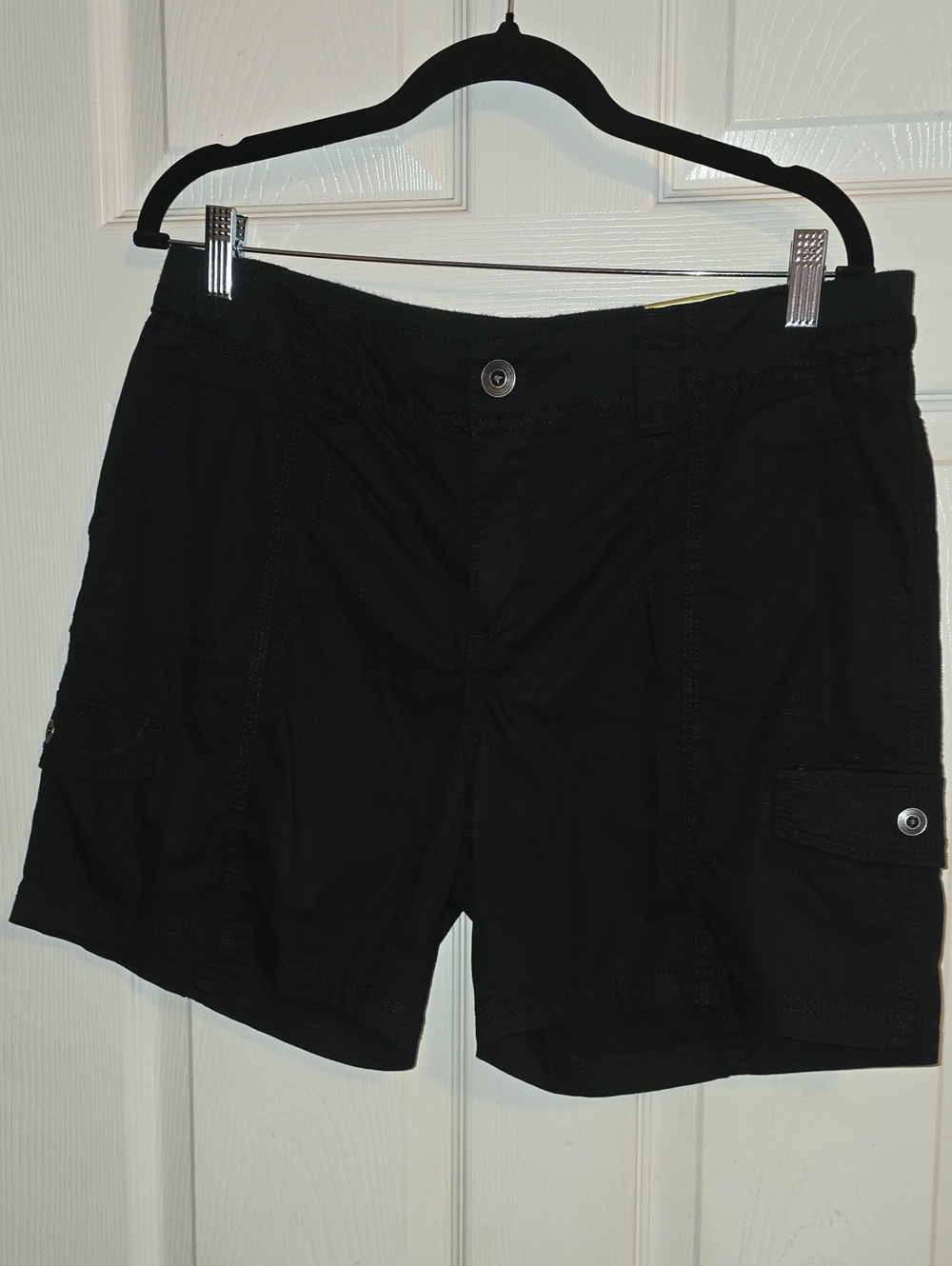 Style & Co Black Button-Front Cargo Shorts with Logo Tag